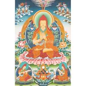Thangka of Tsongkhapa | Hand-Painted Tibetan Buddhist Art | Wisdom of Gelug Tradition | Spiritual Wall Decor | Meditation and Enlightenment
