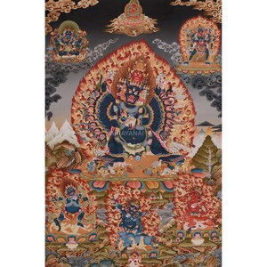 Wrathful Yamantaka Giclee Canvas Print | Fierce Tibetan Buddhist Deity Artwork | Cotton Canvas Wall Art for Meditation Spaces | Wall Decor