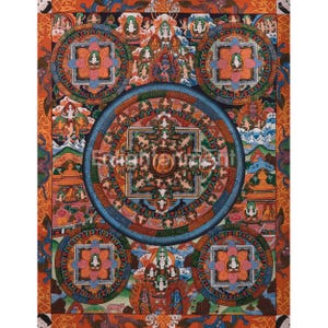 Spiritual Buddha Mandala Thangka | Pancha Mandala Thangka | Embodying Wisdom, Compassion and Protection | Symbol of Liberation | Home Decor