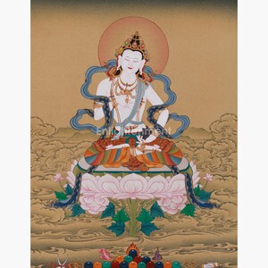 Sacred Vajrasattva, Purification Buddha Thangka | Tibetan Buddha of Purification | Healing and Karma Cleansing | Spiritual Transformation