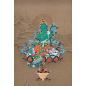 Tibetan Buddhist Green Tara Thangka | Goddess of Protection & Compassion | Mother of all Buddhas | Protection Deity | Sacred Wall Artwork