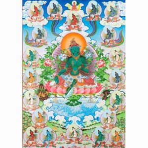 21 Tara Thangka Print | Digital Printing | Religious Buddhist Painting | Traditional Tibetan Thangka Art | Gift For Buddhist | Wall Decors