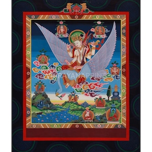 Newari Goddess Saraswati Seated on Swan | Paubha Artwork Print | Goddess of Music & Wisdom for Spiritual Guidance | Giclee Cotton Canvas