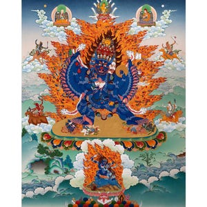 Yamantaka Thanka Print | High Quality Canvas Print of Yidam Yamantaka |The Wrathful Manjushri Thangka | Gift Ideas | Poster Thangka for Wall