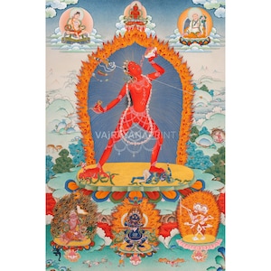 Rare Assembly of Vajrayogini Mandala, Semi-wrathful Vajrayogini Thangka Print for Practice, Vajrayana Meditation & Buddhist Sacred Wall Art