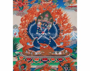 イダム・ヤマンタカ頭タンカ | チベット仏教守護神絵画 | タントラ仏教