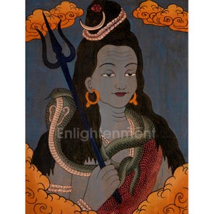 Authentic Lord Shiva Thangka | Hindu God of Power & Transformation | Hand-Painted Mahadev | Wall Hanging | Meditation and Yoga Rooms Decor