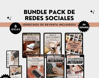 Bundle de Redes Sociales, Derechos de Reventa, MRR, PLR, Guías en Español, Editable, Marketing Digital, Lead Magnet, Faceless, Instagram