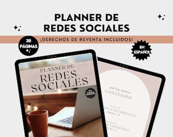 Planner de Redes Sociales con Derechos de Reventa, Guía de Contenido, Planificador, Organizador de Marketing, Programador Diario en Español