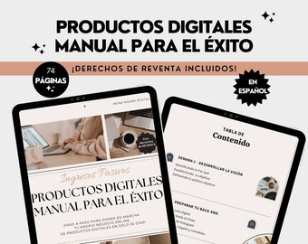 Manual para el Éxito Productos Digitales, Plantilla, Ingresos Pasivos, Master Resell Rights, PLR, MRR, Derecho de Reventa Marketing, Español