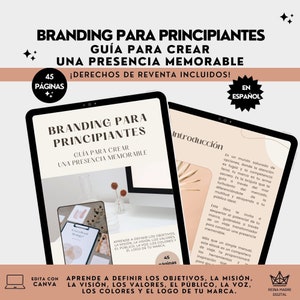 Branding para principiantes con derechos de reventa editable con Canva Workbook Planner Lead Magnet PLR MRR Marketing Español imagen 1