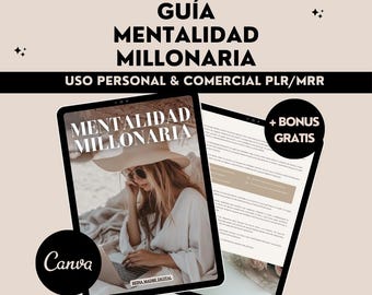 Millionaire Mindset Personal Growth Abundance Money Digital Ebook PDF Rich Gift for Woman Financial Freedom Canva Español Commercial License