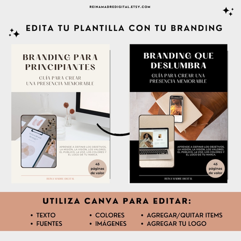 Branding para principiantes con derechos de reventa editable con Canva Workbook Planner Lead Magnet PLR MRR Marketing Español imagen 4