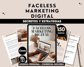 Faceless Digital Marketing Guide | DFY Digital Product | Passive Income | Commercial Rights | Canva Template |Small Business in Spanish