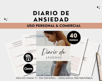 Diario de ansiedad imprimible Planificador digital de salud mental Bienestar  diario para terapia libro de trabajo de ansiedad en español