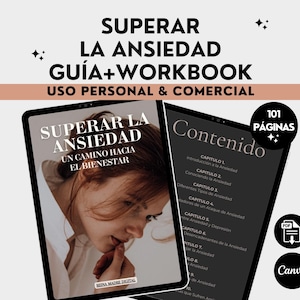 Overcoming Anxiety Made for You DFY eBook Template Personal Growth Workbook Therapy Coaching Self Help Canva in Spanish
