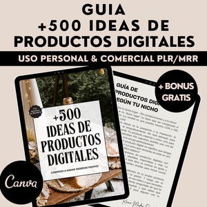 500 Ideas De Productos Digitales, Spanish, Ingresos Pasivos, MRR, PLR, Derechos De Reventa, Etiqueta Privada, Marketing, Private Label