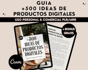 500 Ideas De Productos Digitales, Spanish, Ingresos Pasivos, MRR, PLR, Derechos De Reventa, Etiqueta Privada, Marketing, Private Label