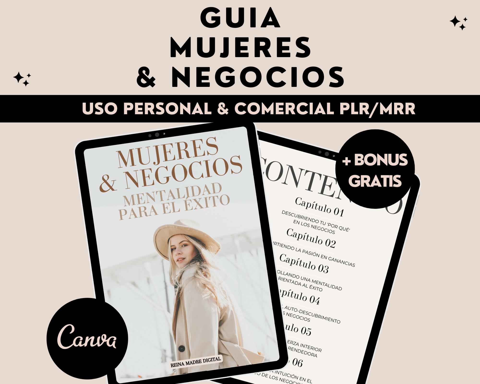 Mujeres & Negocios. Mentalidad para el Éxito, en Español, PLR, MRR, Autoayuda, Bienestar, Coach, Salud Emocional, Terapia, Producto digital