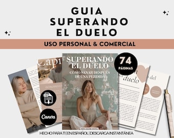 Coping with Grief and Loss Holistic Guide & Workbook, Coach Therapy, Coaching Template, Done For You Digital Product, Canva eBook, Spanish