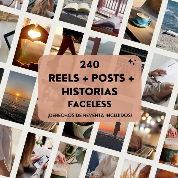 240 Plantillas Neutras Boho de Reels Faceless + Posts + Historias para Instagram | Sin Rostro | Derechos de Reventa | MRR | PLR | Español