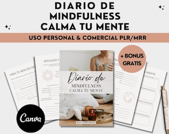 Digital Mindfulness Journal Calm Your Mind Digital Journal Printable Mental Health Planner Anxiety Therapy Worksheet in Spanish