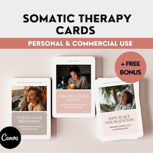 Cartas de Terapia Somatica Editables Tecnica de Grounding Imprimibles Técnicas de Anclaje Visualización Canva Posturas de Yoga en English