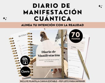 Manifestation Journal Spanish Planner Law of Attraction Self-Help Gratitude Coaching Visualization Manifestation Secret