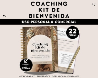 Productos digitales para coaches Paquete de bienvenida coaching Salud Mental Amor Propio Coach de vida Terapia Cuaderno de ejercicios Canva