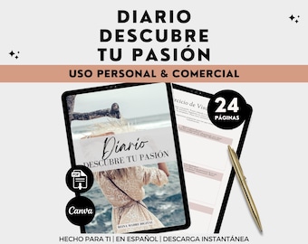 Discover Your Passion Journal Planner Canva Template with Master Resell Rights Private Label Rights MRR & PLR in Spanish