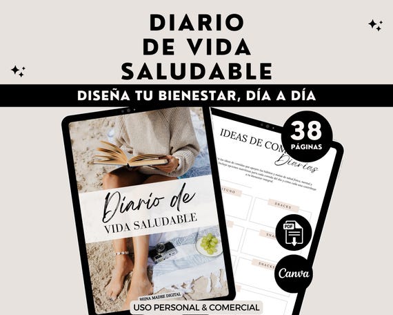 Planificador de habitos saludables, Diario Saludable, Agenda Saludable Health Planner Planificador Bienestar Coach de Salud en Español