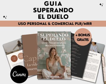 Coping with Grief and Loss Holistic Guide & Workbook, Coach Therapy, Coaching Template, Done For You Digital Product, Canva eBook, Spanish