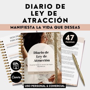 Law of Attraction Planner, Manifestation, Gratitude, Manifestation Lead Magnet, Editable Canva Planner in Spanish