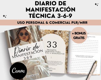 369 Manifestation Journal Law of Attraction Gratitude Planner Dream Board Affirmations Vision Board Money Manifestation 2025 in Spanish