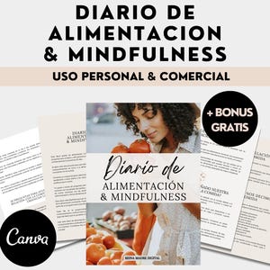 Diario de Alimentación Consciente Planificador de Dietas Nutrición Pérdida de Peso Coach de Salud en Español Mindfulness Planner in Spanish