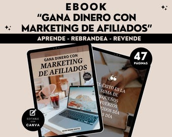 Guía Gana Dinero con Marketing de Afiliados editable con Canva | Lead Magnet | MRR | PLR | en Español | Hecho para usted | Ingresos pasivos
