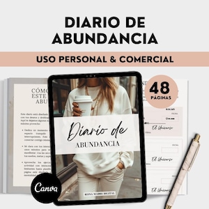 Abundance Journal Editable Digital Dlanner Money Mindset Journal Digital Products PLR Resell Rights Workbook Financial Freedom in Spanish
