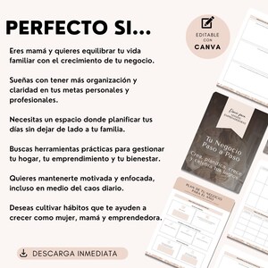 Mompreneur Planner Working Mom Journal Canva Business Guide Busy Mum Digital Journal Goal Setting Printable Instant Download Work in Spanish image 4
