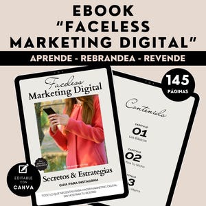 Faceless Digital Marketing Reels Guia para Revender en Instagram Plantilla Editable Canva Ebook Uso Comercial Español