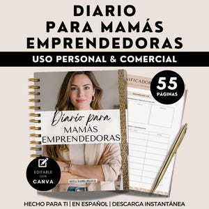 Mompreneur Planner Working Mom Journal Canva Business Guide Busy Mum Digital Journal Goal Setting Printable Instant Download Work in Spanish image 1
