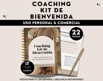 Digital Planner for Coaches, Coaching Client Welcome Pack Life Coach Business Mental Health Self-Love Workbook Template Editable in Spanish