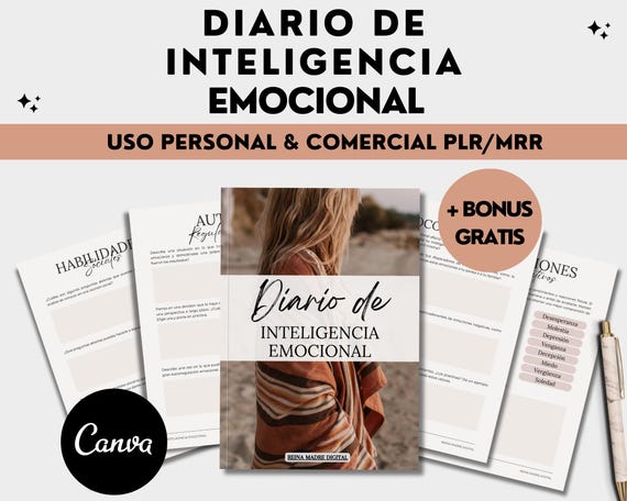 Diario de Inteligencia Emocional, PLR MRR, Autoconciencia, Cuaderno, Planificador, Terapia, Límites, Descarga Digital, Español
