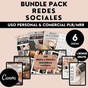 Bundle de Redes Sociales, Derechos de Reventa, MRR, PLR, Guías en Español, Editable, Marketing Digital, Lead Magnet, Faceless, Instagram