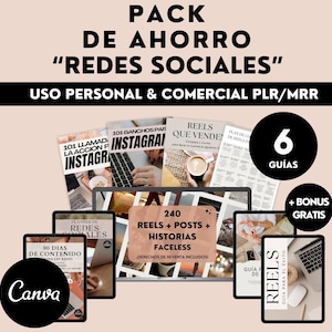 Bundle de Redes Sociales, Derechos de Reventa, MRR, PLR, Guías en Español, Editable, Marketing Digital, Lead Magnet, Faceless, Instagram
