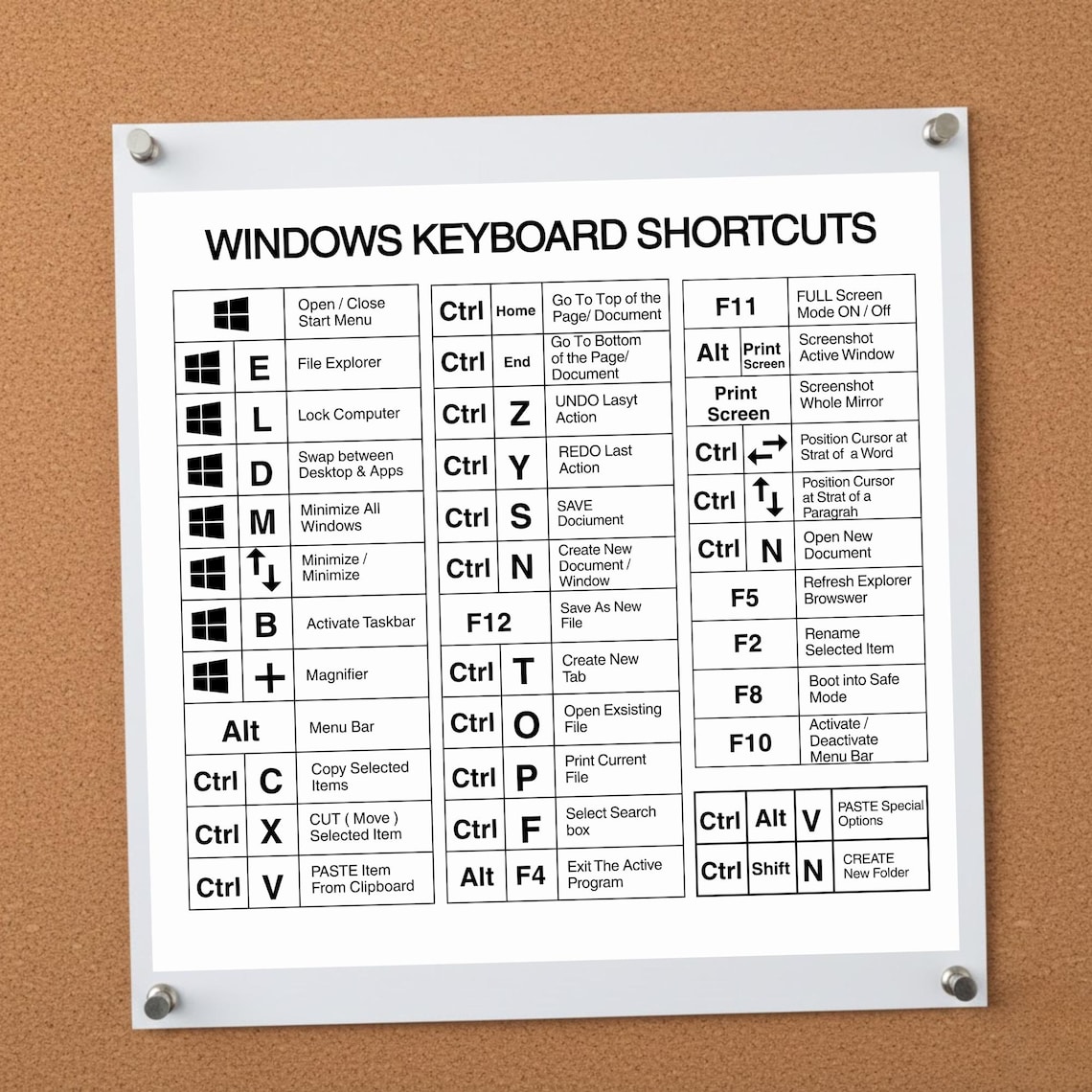 Windows Shortcuts Cheat Sheet Printable, Keyboard Reference Guide PDF ...