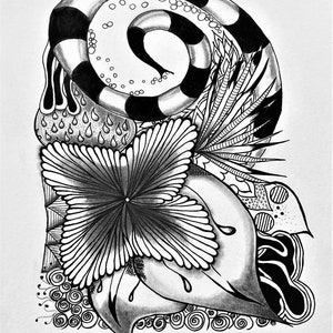 Illustration original unique dessin noir et blanc, fait main.
