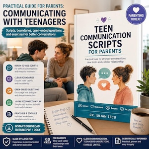 Gesprächsleitfaden für Eltern von Teenagern, druckbare PDF-Anleitung mit offenen Fragen