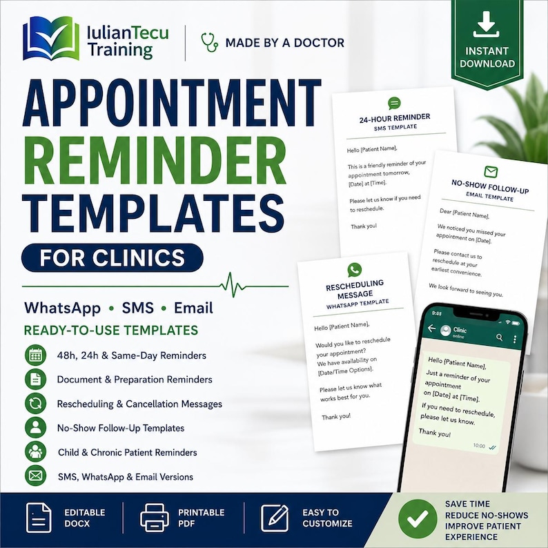 Appointment Reminder Call Script Appointment Reminder Templates for Clinics | SMS Whatsapp Email Scripts ...