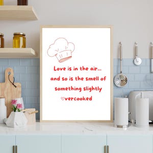 Love Is In The Air Kitchen Wall Print Cute Red Minimalistic Wall Art Digital Download