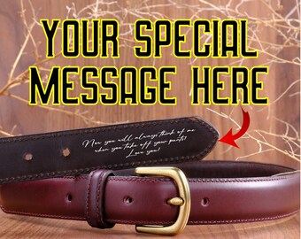 Personalized Men's Leather Belt, Custom Engraved Leather Belt, Perfect Groom Groomsman Gift, Unique Father's Day and Birthday Idea for Men